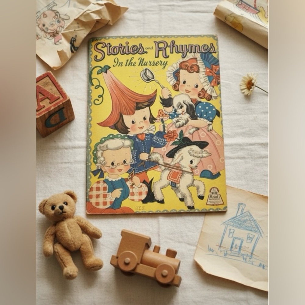 Vintage 1940s Merrill Nursery Rhyme Book – Stories & Rhymes in the Nursery